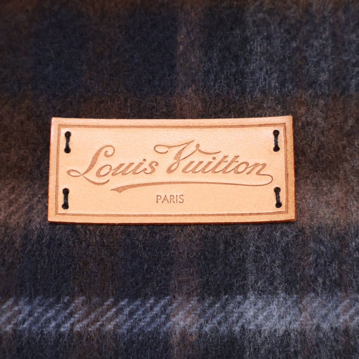 LOUIS VUITTON Cashmere Wool Tartan Check Fringe Scarf