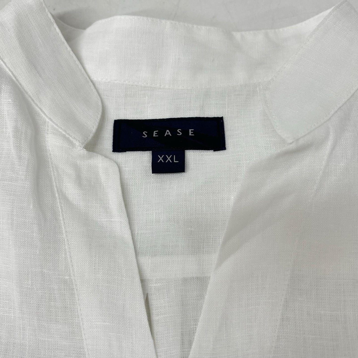 SEASE SC030 100% Linen Fishtail Shirt White Size XXL