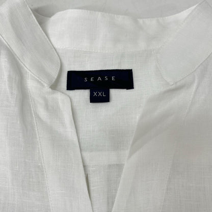 SEASE SC030 100% Linen Fishtail Shirt White Size XXL