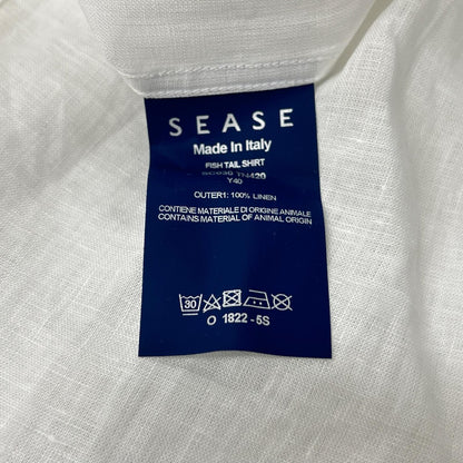 SEASE SC030 100% Linen Fishtail Shirt White Size XXL