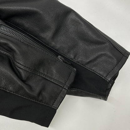 KADOYA Black Goat Leather Hooded Riders Jacket Size LL