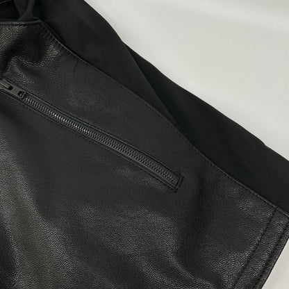 KADOYA Black Goat Leather Hooded Riders Jacket Size LL