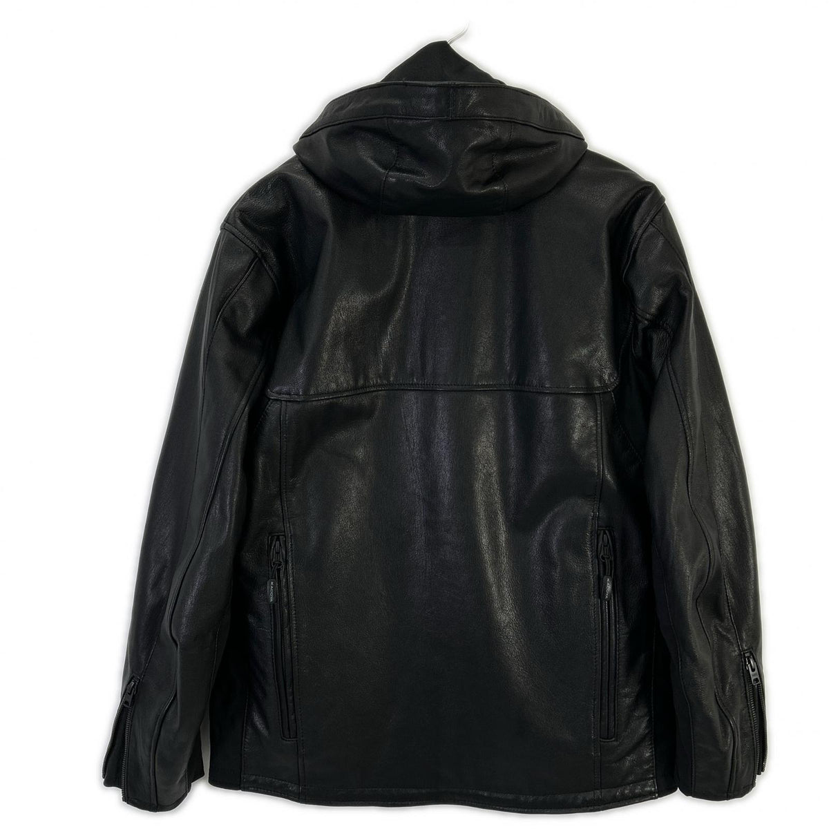 KADOYA Black Goat Leather Hooded Riders Jacket Size LL