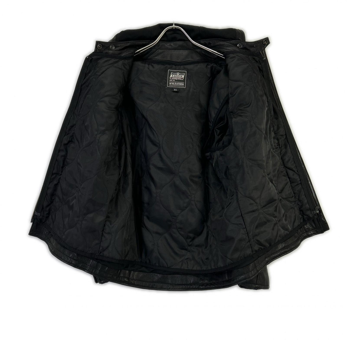 KADOYA Black Goat Leather Hooded Riders Jacket Size LL