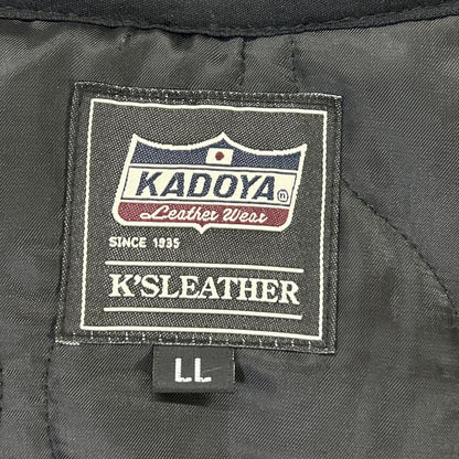 KADOYA Black Goat Leather Hooded Riders Jacket Size LL