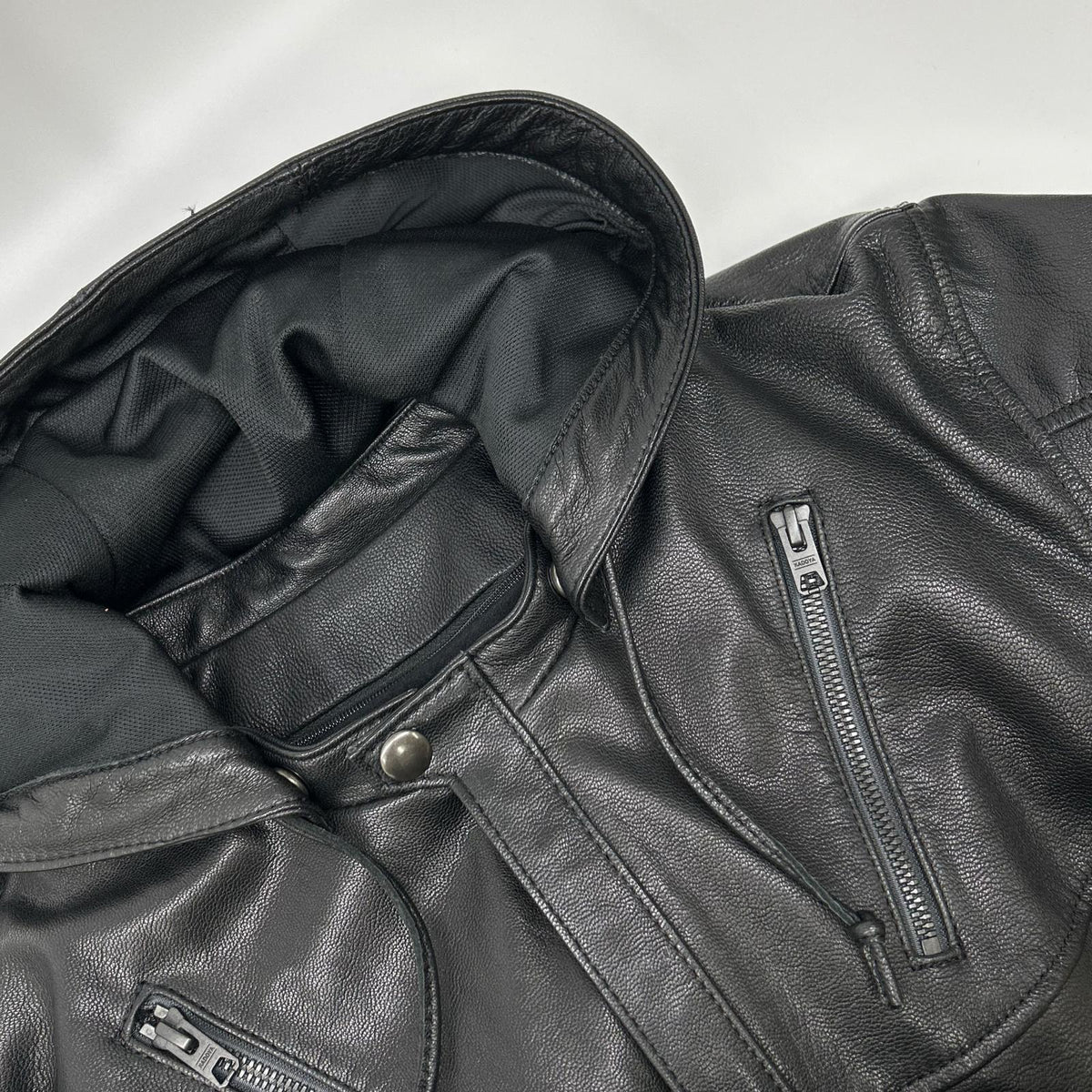 KADOYA Black Goat Leather Hooded Riders Jacket Size LL