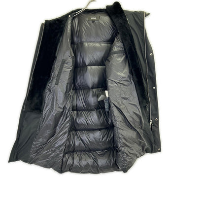 Mackage RILEY Hooded Shearling Collar Jacket Black Size 40