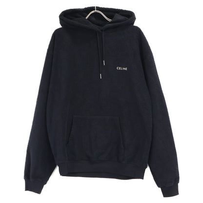CELINE 24SS Logo Embroidered Terry Hoodie Black Size XL