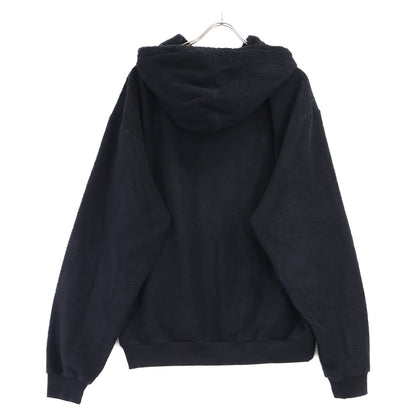 CELINE 24SS Logo Embroidered Terry Hoodie Black Size XL