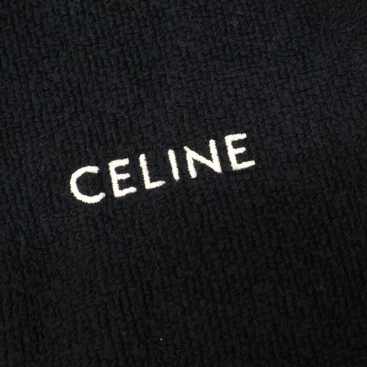 CELINE 24SS Logo Embroidered Terry Hoodie Black Size XL