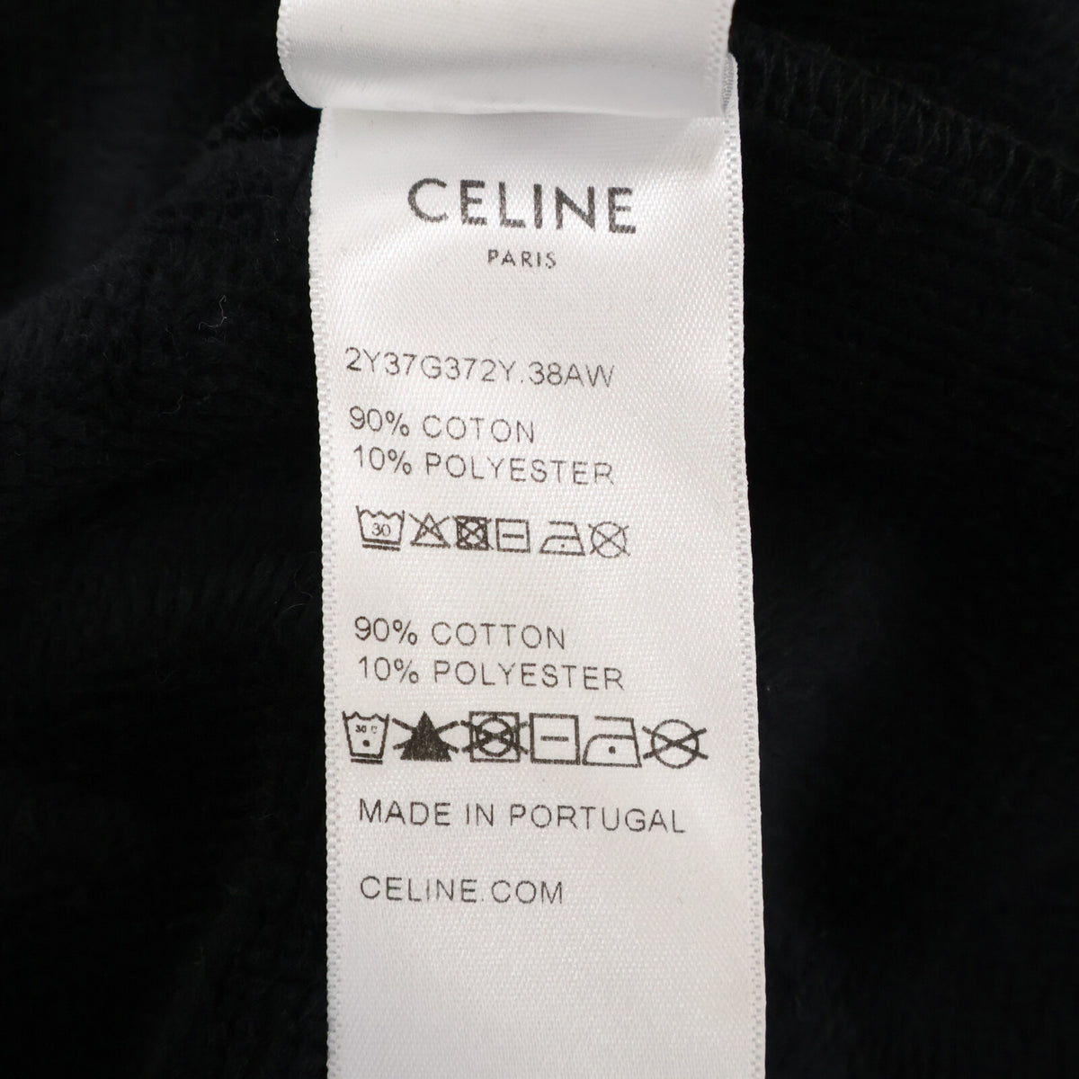 CELINE 24SS Logo Embroidered Terry Hoodie Black Size XL