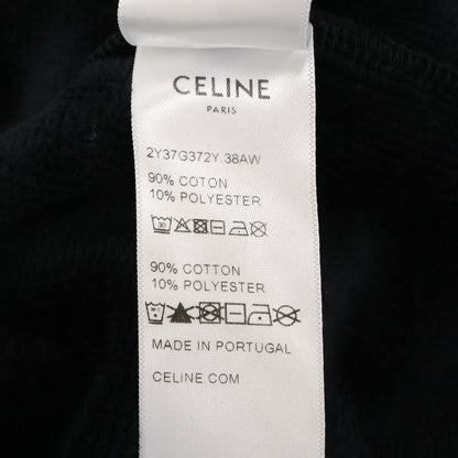 CELINE 24SS Logo Embroidered Terry Hoodie Black Size XL