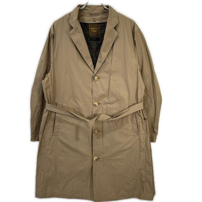 Papas D0421FC Nylon Belted Chesterfield Coat Beige Size 48