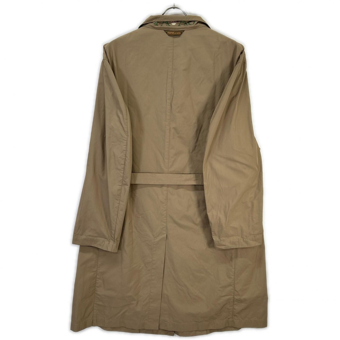 Papas D0421FC Nylon Belted Chesterfield Coat Beige Size 48