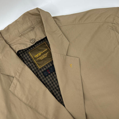 Papas D0421FC Nylon Belted Chesterfield Coat Beige Size 48