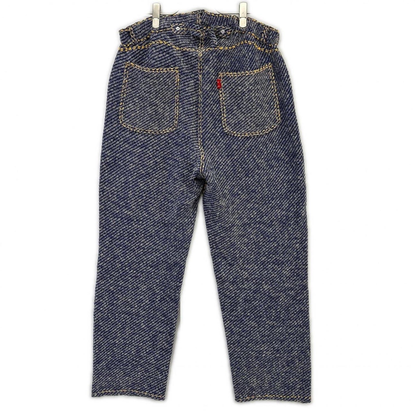 gim context Hand-Stitched Damaged Denim Pants Blue Size L