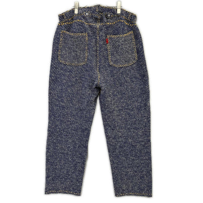 gim context Hand-Stitched Damaged Denim Pants Blue Size L