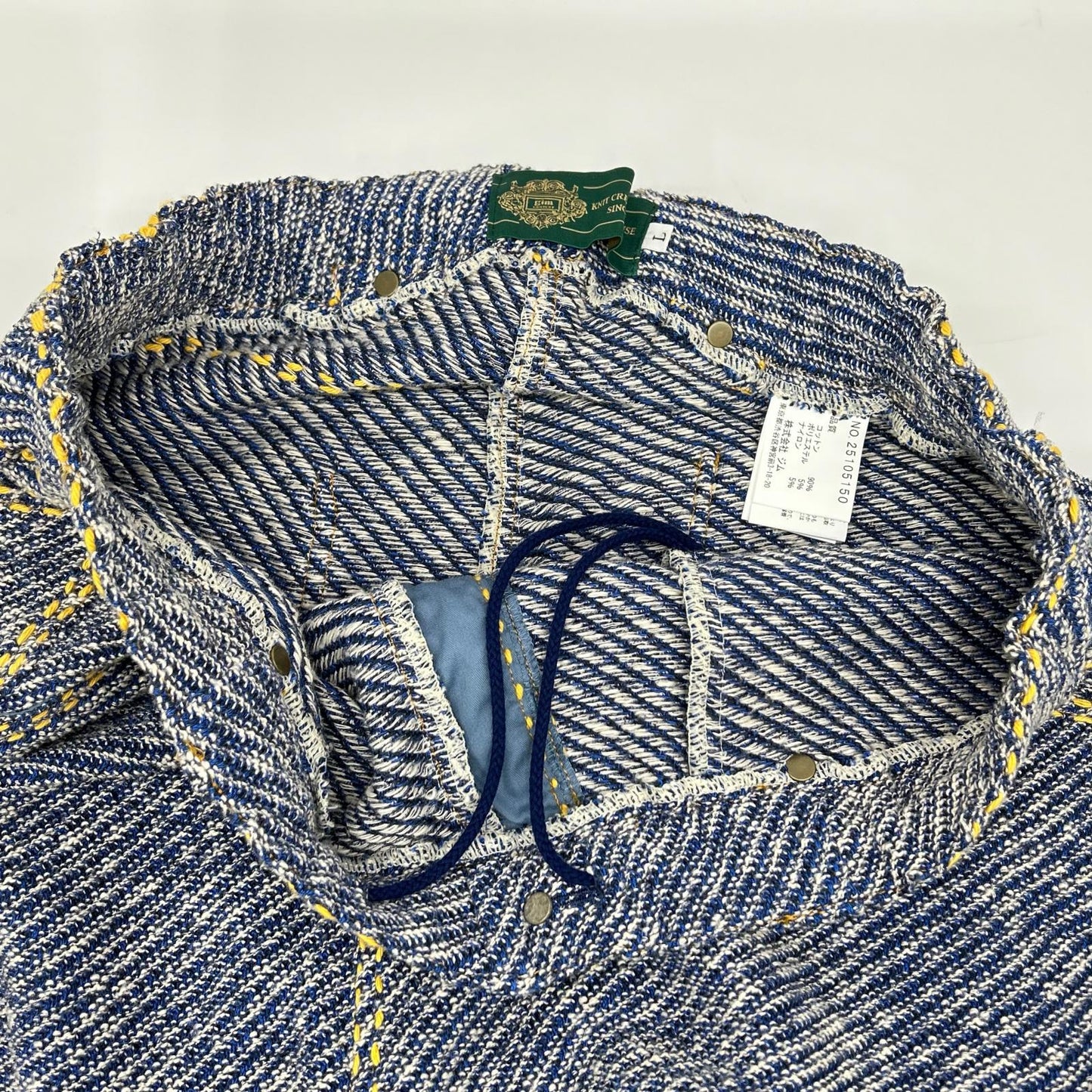 gim context Hand-Stitched Damaged Denim Pants Blue Size L