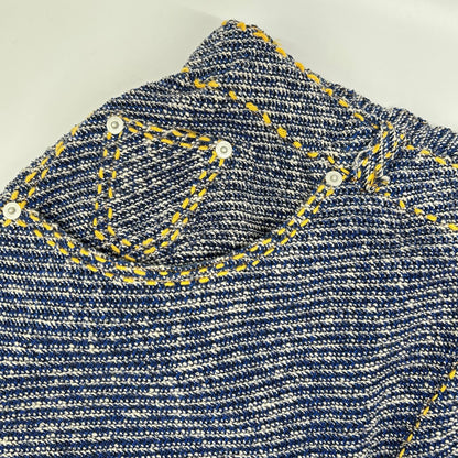 gim context Hand-Stitched Damaged Denim Pants Blue Size L