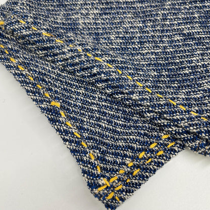 gim context Hand-Stitched Damaged Denim Pants Blue Size L
