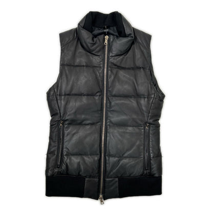 WJK Black Lamb Leather Down Vest Size S
