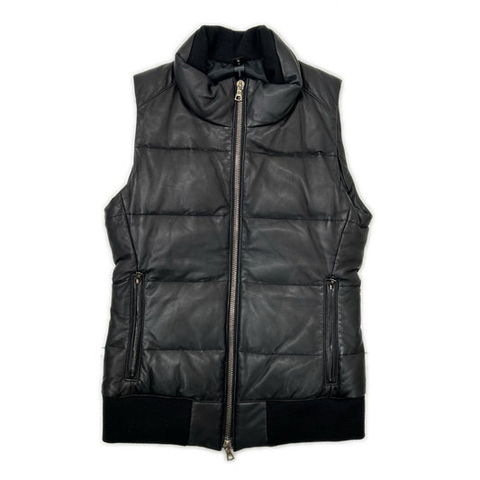 WJK Black Lamb Leather Down Vest Size S
