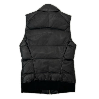 WJK Black Lamb Leather Down Vest Size S