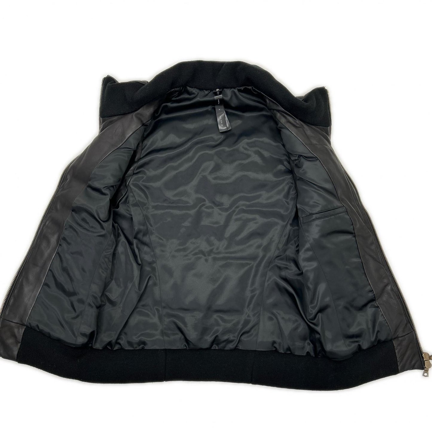 WJK Black Lamb Leather Down Vest Size S