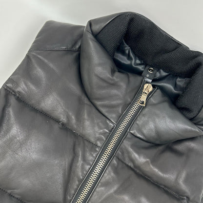 WJK Black Lamb Leather Down Vest Size S