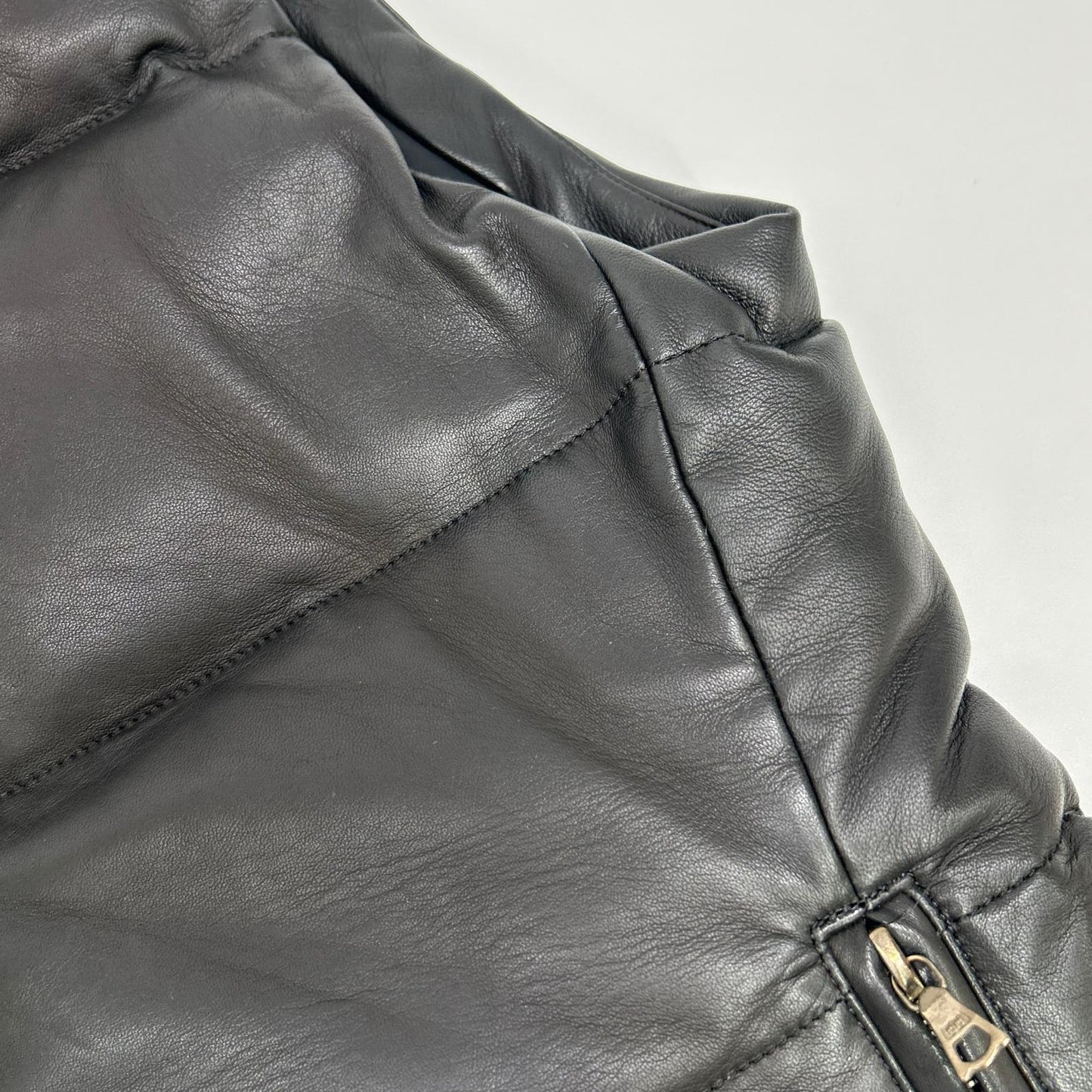 WJK Black Lamb Leather Down Vest Size S