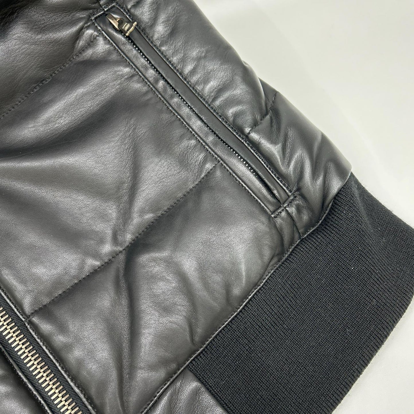 WJK Black Lamb Leather Down Vest Size S