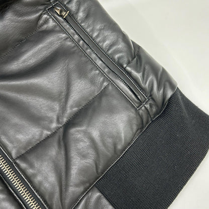 WJK Black Lamb Leather Down Vest Size S