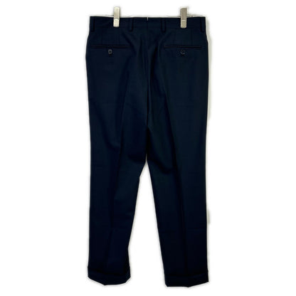 DALCUORE Navy Single Pleat Double Cuff Wool Trousers Size 46