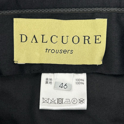 DALCUORE Navy Single Pleat Double Cuff Wool Trousers Size 46
