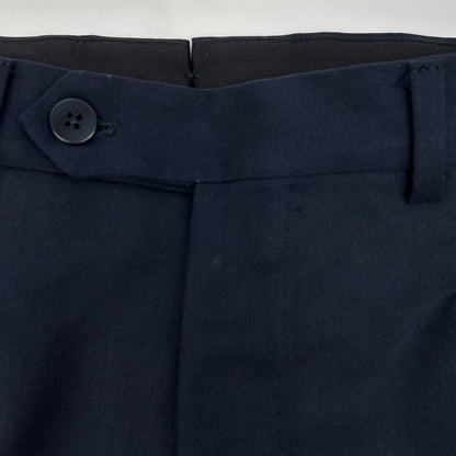 DALCUORE Navy Single Pleat Double Cuff Wool Trousers Size 46