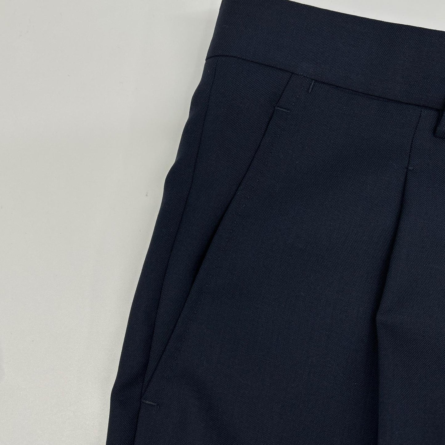 DALCUORE Navy Single Pleat Double Cuff Wool Trousers Size 46