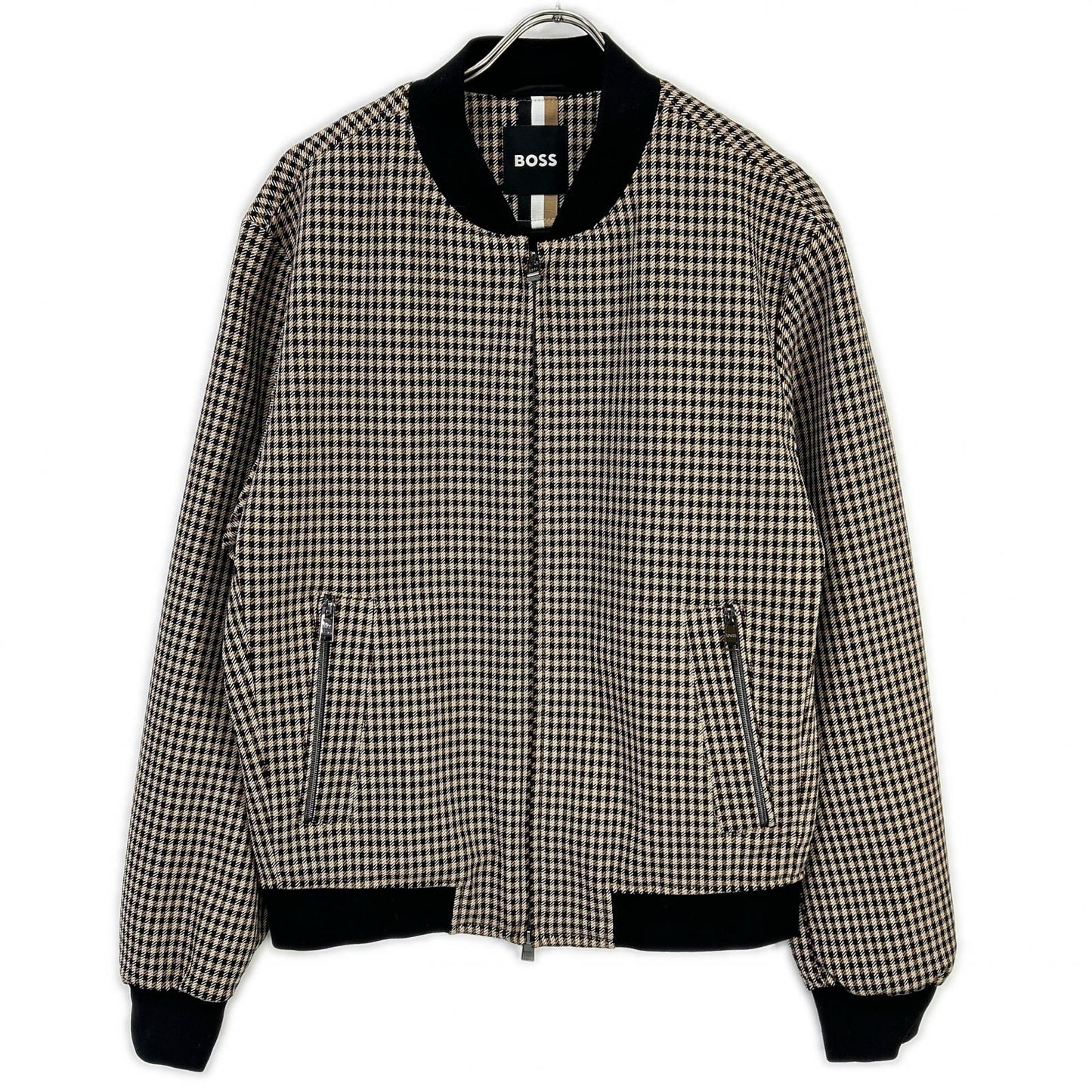BOSS Gunclub Check Zip Blouson Jacket Brown Size 48