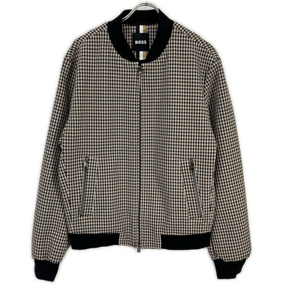 BOSS Gunclub Check Zip Blouson Jacket Brown Size 48