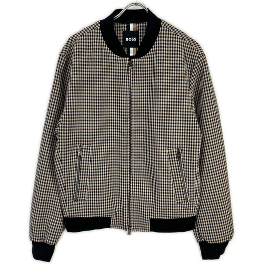 BOSS Gunclub Check Zip Blouson Jacket Brown Size 48