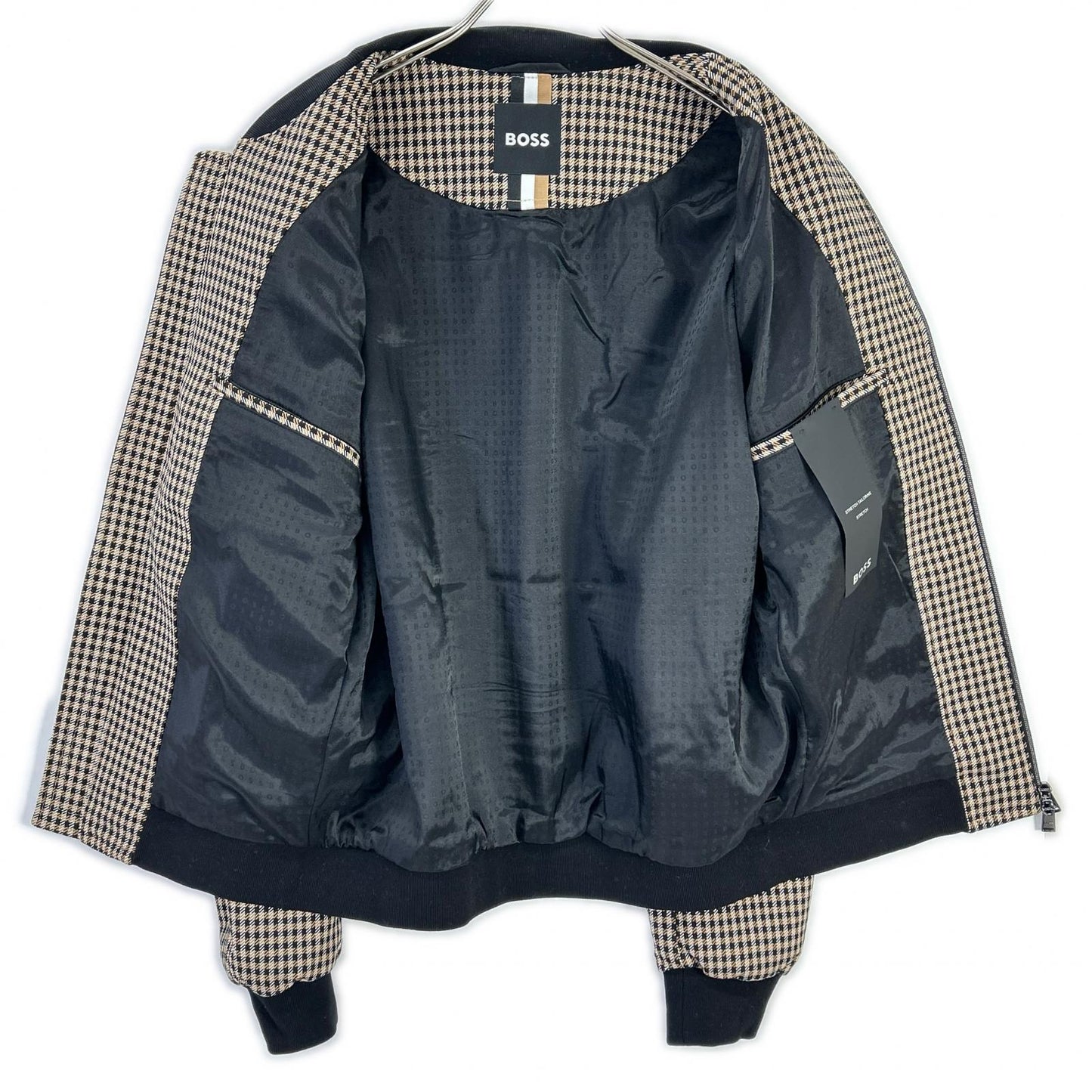 BOSS Gunclub Check Zip Blouson Jacket Brown Size 48
