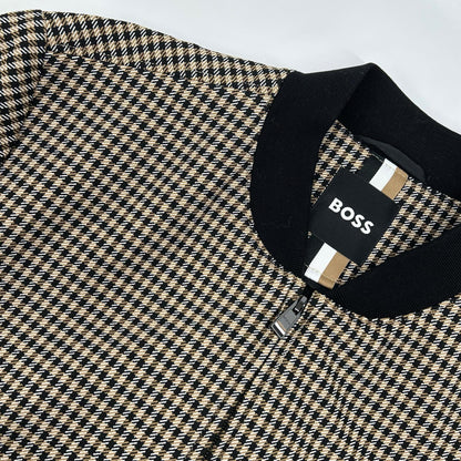 BOSS Gunclub Check Zip Blouson Jacket Brown Size 48