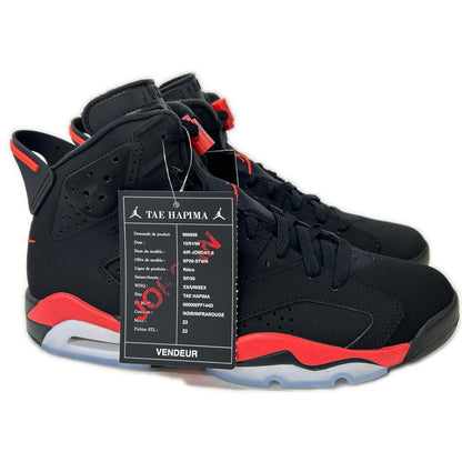 NIKE Air Jordan 6 Retro Infrared Black Crimson Sneakers Size 26.5