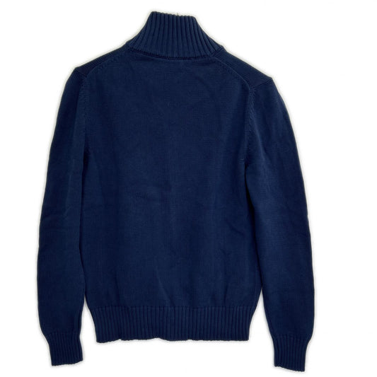 GRAN SASSO Stand Collar Cotton Knit Cardigan Navy Size 44