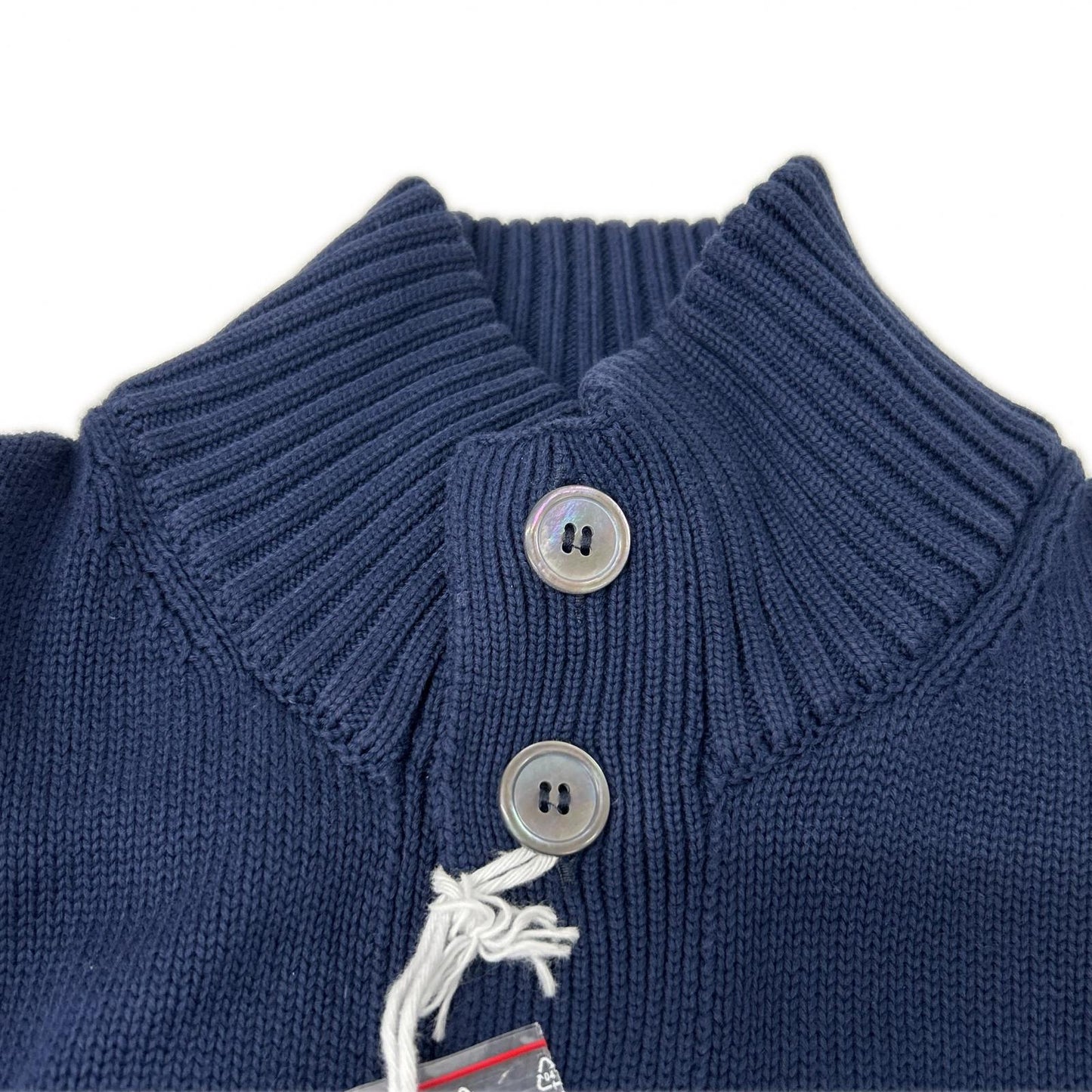 GRAN SASSO Stand Collar Cotton Knit Cardigan Navy Size 44