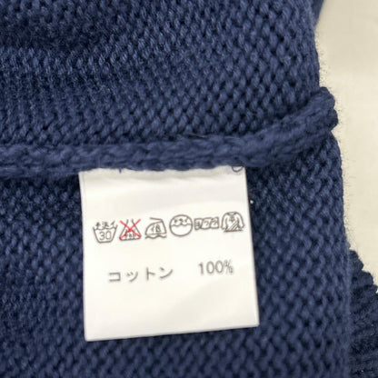 GRAN SASSO Stand Collar Cotton Knit Cardigan Navy Size 44