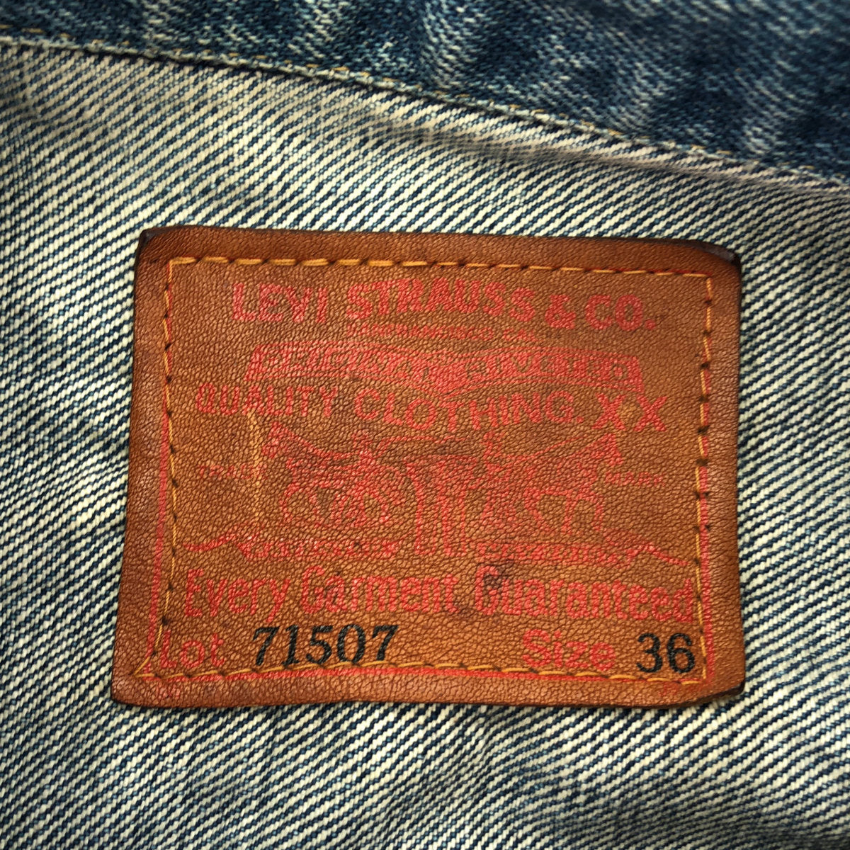 LEVI'S 90s 71507XX 2nd Repro Big E Denim Jacket Size 36