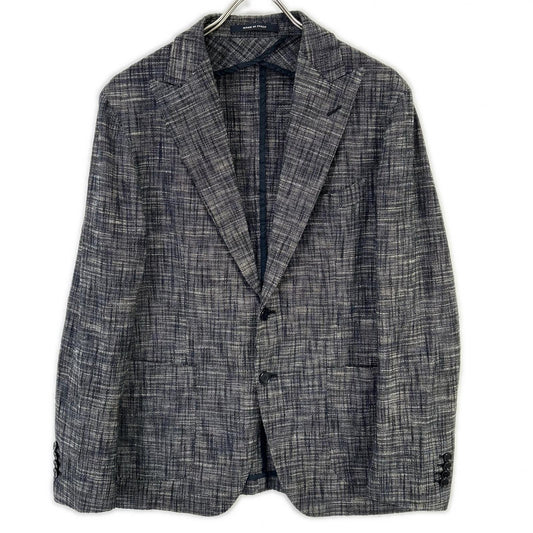 TAGLIATORE Gray Peaked Lapel Cotton Tweed Jacket Size 50R