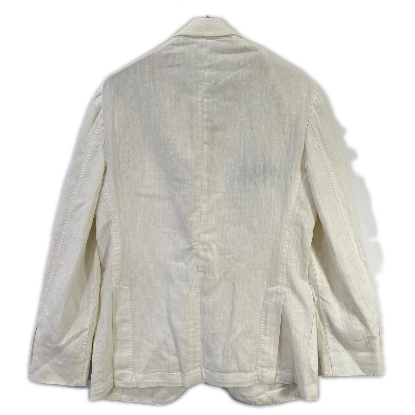 LARDINI White Cotton Shadow Stripe Lapel Jacket Size 48