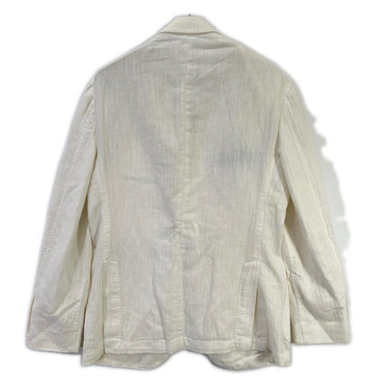 LARDINI White Cotton Shadow Stripe Lapel Jacket Size 48