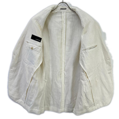 LARDINI White Cotton Shadow Stripe Lapel Jacket Size 48